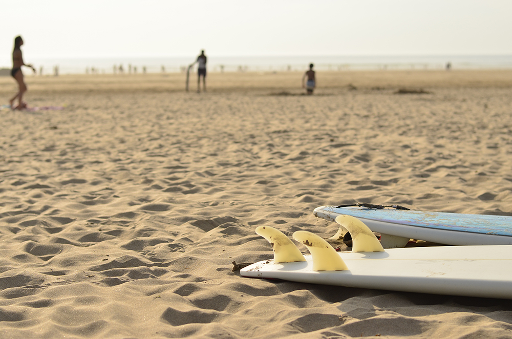 Surfboards on the beach in Cornwall